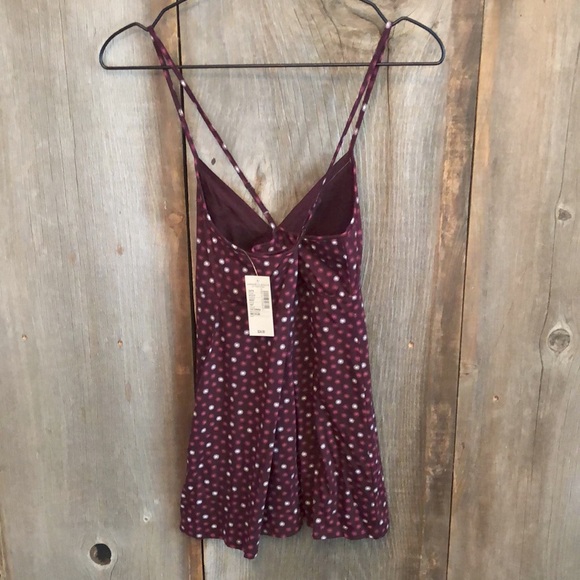 American Eagle Babydoll Cami Tank Top in Burgundy Size Medium - Picture 3 of 15